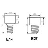 Redukce patice VÝPRODEJ Redukce patice E27/GU10 ES50, ES111 50W, 230V, materiál keramika a kov, povrch bílá, d=34mm, l=52mm náhled 2