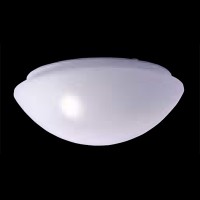 DENI Stropní svítidlo, základna plast bílá, difuzor sklo opál, 60W, E27, 230V, IP44, rozměry d=280mm, v=105mm.