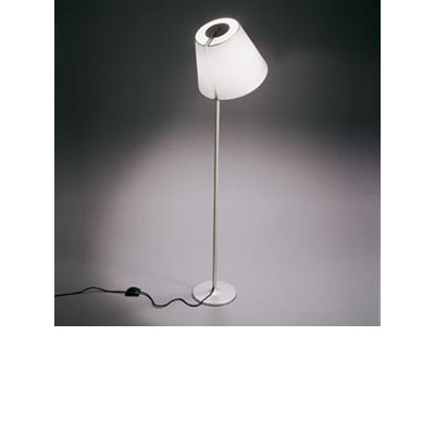 MELAMPO TERRA Stojací lampa, těleso hliník, povrch šedostříbrná, klobouk náklopný, materiál textil povrch šedostříbrná, pro žárovku 2x75W, E27, 230V, IP20, h=1375mm, klobouk d=350mm,