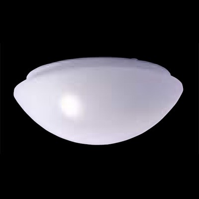 DENI Stropní svítidlo, základna plast bílá, difuzor sklo opál, 60W, E27, 230V, IP44, d=280mm, v=105mm.