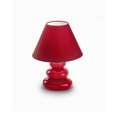 ORIS 1X40W E14 Stolní dekorativní lampa, těleso keramické, povrch smalt bílá/modrá/červená, stínítko PVC potaženo textilní látkou bílá/modrá/červená, pro žárovku 1x40W, E14, 230V, IP20, tř.2, rozměry d=200mm, v=265mm