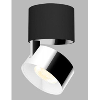 BRON C LED 11W Stropní přisazené bodové svítidlo, nastavitelný směr svícení, těleso hliník, povrch černá/chrom, LED 1x11W, 770lm, teplá 3000K, Ra80, stmív DALI/PUSH, 230V, IP20, rozměry d=77mm, výška: 98,5mm