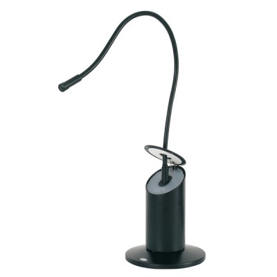 ZED Stolní lampa, materiál kov, barva černá, stříbrná metalíza, broušený nikl, 20W, G4, 230V, IP20, rozměry d=185mm, l=725mm, s flexibilním ramenem.