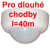 CPO-LA - Kvalitní detektor, čidlo, senzor přítomnosti pro osvětlení jednozónový spínaný stropní, PRO DLOUHÉ CHODBY až l=40m, h=2,5m, obdélníková charakteristika 360°, 2,3kW, 15s-30min, 10-2000Lx, 230V, IP44, d=106mm, h=69mm