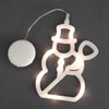 Vánoční osvětlení, sněhulák s přísavkou na sklo, 8xLED teplá bílá, svítí stále, napájení baterie 3xAAA, rozměry v=200mm, š=120mm, přívod l=150mm