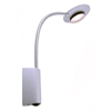 Nástěnné LED svítidlo na čtení, flexibilní rameno, barva matná stříbrná, 4W, LED, teplá bílá 3000K, 230V, IP20, rozměry 29x300x35mm.