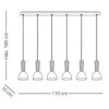 BELIO závěsná 6x ML Závěsné svítidlo, základna kov, povrch chrom, stínítko bílé sklo, 6x40W, E14, 230V, IP20, 1100x100mm, závěs=max.1800mm náhled 3