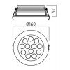 NOTABELA LED IP65 kruhové Vestavné, zápustné venkovní svítidlo, materiál hliník, povrch černá, krycí sklo čiré, LED 3x3W, 660lm, teplá 3000K, 700mA, IP65, tř.1, rozměry d=100mm, h=48mm náhled 5