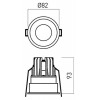 BELORS LED vestavné Vestavné, bodové svítidlo, materiál hliník černá, krycí sklo čiré, LED 11W/880lm/500mA, 24V, nebo 15W/1200lm/700mA, 22V, teplá 2700K, UGR<19, Ra90, IP20, tř.3, d=82mm, h=75mm, bez trafa náhled 4