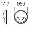 GLARIA POUZE KRYT SVÍTIDLA VÝŘEZ Dekorativní kryt pro přisazené, venkovní svítidlo, materiál hliník, povrch broušený, detail oční víčko, IP67, IK06, rozměry d=50mm, h=14,7mm, POUZE KRYT SVÍTIDLA náhled 3