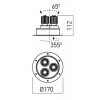 DELENO LED 3X9W Vestavné, trojbodové svítidlo, nastav směr sv, materiál hliník černá, krycí plast transp, LED 3x9W, 1950lm, teplá 3000K, UGR<10, Ra90, 230V, IP20, tř.2, d=170mm, h=112mm, vč trafa náhled 3