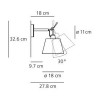 TOLOMEO PARETE DIFF. Nástěnná lampa, těleso leštěný hliník, pro žárovku 1x42W, E27, 230V, IP20, l=180mm, POUZE TĚLESO BEZ STÍNÍTKA náhled 1