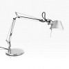 TOLOMEO MICRO LED Stolní lampa, ramena hliník leštěný, klobouk matný elox, 8W, LED, teplá 3000K, 410lm, 230V, IP20, l=max.690mm, ramena 370mm + 340mm, včetně základny d=170mm náhled 1