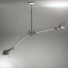 TOLOMEO DUE Stropní závěsné svítidlo lustr, nastavitená ramena základna leštěný hliník, klobouky matný hliník, 2x100W, E27, 230V, IP20, l=1500mm, závěs=760-1200mm náhled 1