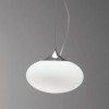 DELFY závěsná 30 Závěsné svítidlo, základna kov, povrch chrom lesk, difuzor sklo opál, pro žárovku 1x60W E27, 230V, IP20, tř.2, rozměry sklo d=300mm, h=170mm, lankový závěs l=1800mm, lze zkrátit náhled 1