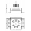 BAKERIT čtverec 1x50W GU10 ES50 IP65 Stropní vestavné bodové bezrámečkové svítidlo, materiál kov, povrch bílá, pro žárovku 50W, GU10 ES50, 230V, IP65, tř.2, rozměry 90x90x146mm náhled 10