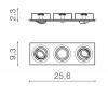 ABSUM RC 3x50W, GU10 Stropní, podhledové, bodové, svítidlo, obdélníkové, výklopné +-45°, těleso hliník, povrch černá, pro žárovku 3x50W, GU10, 230V, IP20, rozměry 256x23x93mm. náhled 3