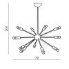 MERKUR 18x60W,E27 Závěsné stropní svítidlo, základna kov, paprsky kov, barva černá, pro žárovku 18x60W,E27, 230V, IP20, rozměry: d=790mm, l=2040mm, lze zkrátit náhled 3