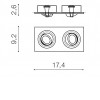 ABSUM RC 2x50W, GU10 Stropní, podhledové, bodové, svítidlo, obdélníkové, výklopné +-45°, těleso hliník, povrch zlatá, pro žárovku 2x50W, GU10, 230V, IP20, rozměry 174x26x96mm. náhled 4