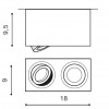 DONCASTER SQ B Stropní, přisazené, bodové svítidlo, nastavitelný směr svícení, těleso kov a hliník, povrch bílá, pro žárovku 2x50W, GU10, 230V, IP44, rozměry: 180x90x95mm. náhled 3