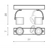 BONDE 2 Stropní, přisazené, bodové svítidlo, nastavitelný směr svícení, těleso hliník, povrch bílá, pro žárovku 2x35W, GU10, 230V, IP20, rozměry: 370x70x200mm. náhled 3