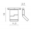 AUFU TF II 12W Svítidlo do magnetického systému, nastav. sklon svícení, těleso kov, povrch černá, dif plast opál, LED 12W, 900lm, teplá 3000K, vyzař. úhel 60°, 48V, IP20, rozměry 115x160x25mm. náhled 4