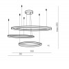 BACULU HL 130W Závěsné svítidlo, těleso hliník, povrch černá, dif plast opál, LED 130W, 11100lm, teplá 3000K, 230V, IP20, rozměry d=1000mm+800mm+600mm, vč. závěs lanka l=2200mm, lze zkrátit. náhled 3