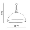 GROMO Závěsné svítidlo, těleso kov, stínítko vnější černá, vniřtní bílá, pro žárovku 1x60W, E27, 230V, IP20, tř.1, d=900mm, závěsný kabel l=1400mm, lze zkrátit náhled 2