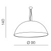 GROMO Závěsné svítidlo, těleso kov, stínítko vnější černá, vniřtní bílá, pro žárovku 1x60W, E27, 230V, IP20, tř.1, d=700mm, závěsný kabel l=1400mm, lze zkrátit náhled 3