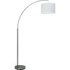 BALIS stojací VÝPRODEJ Stojací lampa s vyloženým ramenem, zákl kov, povrch chrom mat, stínít textil, šedá, sklo opál mat pro žárovku 1x60W, E27, 230V, IP20, klob d=400mm, h=330mm, těl  náhled 1