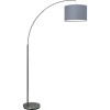 BALIS stojací VÝPRODEJ Stojací lampa s vyloženým ramenem, zákl kov, povrch chrom mat, stínít textil, šedá, sklo opál mat pro žárovku 1x60W, E27, 230V, IP20, klob d=400mm, h=330mm, těl  náhled 4