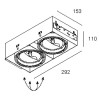 GRID IN TRIMLESS Vestavné svítidlo bezrámečkové, bodové, výklopné +/-30°, vnitřní část barva bílá, pro žárovku 2x100W, G53, AR111, 12V, IP20, 292x153x110mm, montážní box dodáván samostatně náhled 4