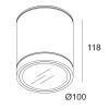 DOX 100 S LED Stropní, přisazené, bodové, svítidlo, těleso hliník, povrch černá, LED 8W, teplá 3000K, 1x830lm, vyzař. úhel 35°, Ra80, vč trafa 230V/450mA, IP65, d=100mm, l=118mm náhled 2