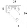 FEMTOLINE 25T Přisazený hliníkový profil, sklon svícení 45°, pro LED pásek max 18W/m, černá, vč difuzoru plexi mat a mont klipu, š=25mm, h=29mm, max délka 6m, cena/1 metr náhled 2