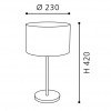 MASERLO Stolní lampa, záklana kov, povrch nikl matný, stínítko textil cappuccino-zlatá, pro žárovku 1x60W, E27 A60, 230V, IP20, tř.2, rozměry d=230mm, h=420mm, s vpínačem náhled 6