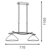 VINOVO Závěsné svítidlo, základna kov povrch tmavě hnědá, stínítko sklo alabastrové, bílé, pro žárovku 2x60W, E27, A60, 230V, IP20, l=770mm, kabelový závěs h=850-1100mm. náhled 3