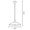 LAZOLO Závěsné svítidlo lustr, základna kov, povrch nikl mat, stínítko sklo mat s hizontálními linkami, pro žárovku 1x60W, E27, A60, 230V, IP20, d=420mm, vč závěsu h=1100mm, lze zkrátit náhled 3