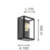 ALAMONTE 1 Nástěnné venkovní svítidlo, základna kov, povrch černá, krycí sklo čiré, pro žárovku 1x60W, E27, 230V, IP44, tř.1. rozměry 260x170x100mm náhled 3