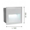 ZIMBA-LED Vestavné venkovní svítidlo do stěny, základna hliník, povrch stříbrná, difuzor sklo,  LED 3,7W, 400lm, neutrální 4000K, Ra80,  230V, IP65, tř.2. rozměry 140x140mm náhled 2