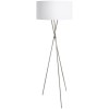 FONDACHELLI Stojací lampa, trojnožka, základna kov, povrch nikl mat, stínítko textil vnější bílá, vnitřní stříbrná, pro žárovku 1x60W, E27, A60, 230V, IP20, tř.2, rozměry d=510mm, h=1515mm, vypínač na náhled 1