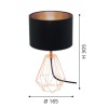 CARLTON 2 Stolní lampa, základna kov, povrch mosaz, detail mřížka, stínítko textil vnější černá, vnitřní zlatá, pro žárovku 1x60W, E14, 230V, IP20, tř.2, rozměry d=165mm, h=305mm, vypínač na kabelu náhled 4