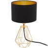 CARLTON 2 Stolní lampa, základna kov, povrch mosaz, detail mřížka, stínítko textil vnější černá, vnitřní zlatá, pro žárovku 1x60W, E14, 230V, IP20, tř.2, rozměry d=165mm, h=305mm, vypínač na kabelu náhled 1