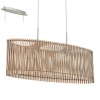 SENDERO VÝPRODEJ Závěsné svítidlo, základna kov, povrch nikl mat, stínítko dřevo hnědá s průzory, pro žárovku 2x60W, E27, A60, 230V, IP20, tř.2, rozměry 775x250mm, vč závěsu l=1300mm lze zkrátit náhled 2