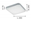 MANILVA 1 VÝPRODEJ Stropní svítidlo, základna kov, povrch chrom, difuzor plast opál, LED 16W, teplá 3000K, 1500lm, 230V, do koupelny IP44, tř.1, rozměry 290x290x70mm náhled 3