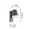 CALDIERO Nástěnné venkovní svítidlo, základna kov, povrch antracit, difuzor plast opál, pro žárovku 1x10W, E27, 230V, IP44, tř.1. rozměry 240x140x185mm náhled 3