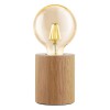 TURIALDO Stolní lampa, základna dřevo, povrch hnědá, pro žárovku 1x28W, E27, 230V, IP20, tř.2, rozměry d=85mm, h=100mm vč. vypínače na kabelu náhled 1