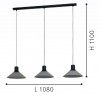 ABREOSA Závěsné svítidlo, těleso kov, povrch černošedá, stínítko černošedá, pro žárovku 3x28W, E27, 230V, IP20, tř.2,  š=1080mm, vč. záv. kabelu l=1100mm,  lze zkrátit náhled 2