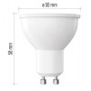 LED 7W, 800lm, GU10 ES50 TRIAC LED žárovka bodová, těleso plast bílá, difuzor plast opál, LED 7W, 800lm, teplá 3000K, GU10, ES50, vyzař. úhel 110°, Ra80, stmívatelná TRIAC, 230V, rozměry d=50mm, l=58mm náhled 4