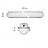 COUVIN 18W IP66 CCT Stropní, průmyslové, prachotěsné svítidlo, těleso plast, povrch šedá, difuzor plast opál, LED 18W, 2700lm, přepín. CCT teplota neutrální 4000K-denní 6500K, Ra80, 230V, IP66, IK08, rozměry 670x80x85mm. náhled 6