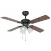 CARENT Stropní ventilátor zákl. kov, povrch hnědá, 4 lopatky dřevo mahagon/ořech, 3 rychlosti 27W/37W/50W, reverzní chod, osvětlení 3x60W, E27, 230V, IP20, d=1070mm, h=460mm s vypínačem náhled 1